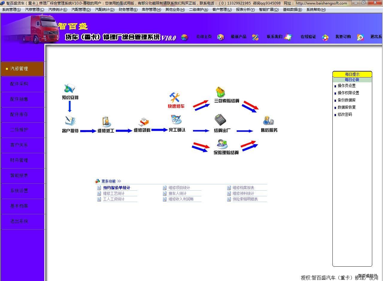 智百盛货车维修管理系统